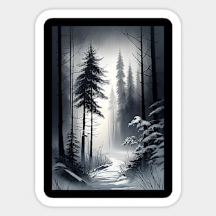 Foggy Winter Woods Sticker